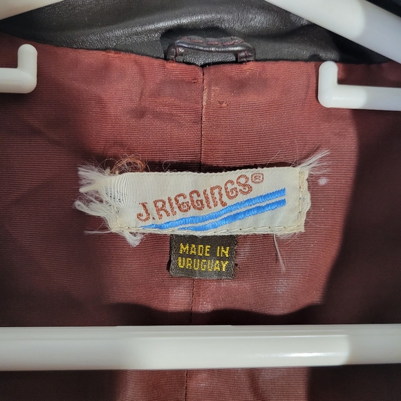 Vintage Mens J Riggings Leather Blazer Dark Brown Size 42 - Picture 5 of 16